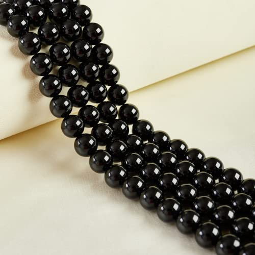 100pcs 10mm Black Agate Beads Natural Gemstone Beads Round Loose Beads for Crafting and Jewelry Making - color: Black Agate, size: 10mm