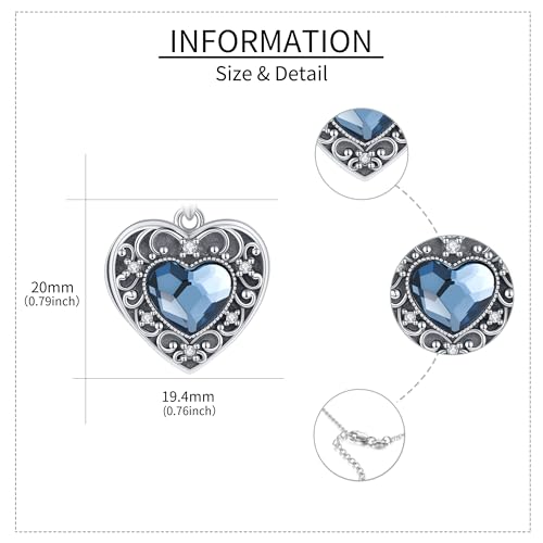 YFN Locket Necklace 925 Sterling Silver Heart Locket Necklace that Holds Pictures for Women Jewelry Gifts - style: Retro