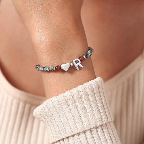 Heart Initial Bracelets for Teen Girls, Teen Girl Gifts Trendy Stuff, Christmas Stocking Stuffers for Kids, Unique Gifts for Teenage Girls on Birthday Graduation - style: R
