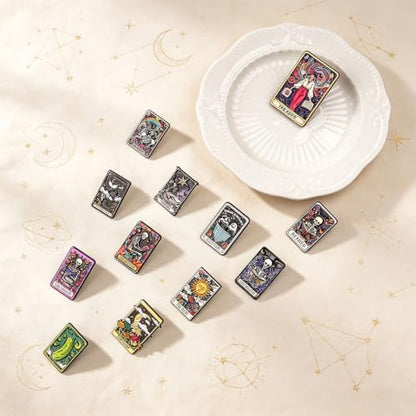 4/6/9/10/12/16/20PCS Cute Enamel Pins Bulk Set, Art Aesthetic Lapel Brooches, Humorous Quote Pins for Backpacks Jackets Hats Bags, Novelty Cool Badges for Women, Men, Teens, Kids - style: 12pcs Tarot