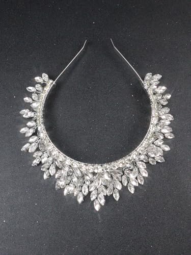 Bridal Rhinestone Headband Wedding Hair Accessories for Women, Pearl Crystal Headband Wedding Costume Headpieces for Brides Princess Quinceanera Christmas Party Prom Birthday(Silver) - color: Silver