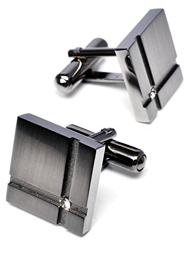 [TAVARAT] Cufflinks for Men Black Silver Red Blue Crystal glass Tps-040 - style: black silver crystal