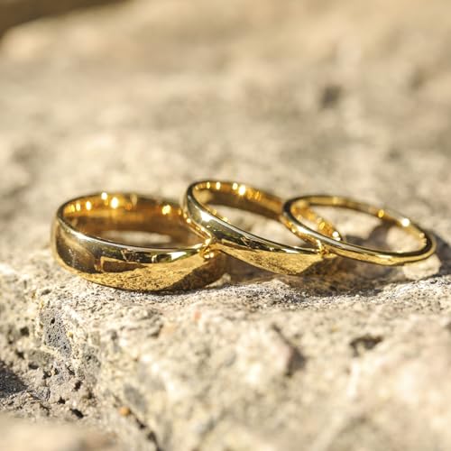 TRUMIUM 2mm 4mm 6mm 8mm Tungsten Wedding Band Ring for Men Women Silver/Rose Gold Plated/Rainbow/Gold Plated Domed High Polish Engagement Promise Rings Comfort Fit 4-15 - color: 8mm 24k gold plated
