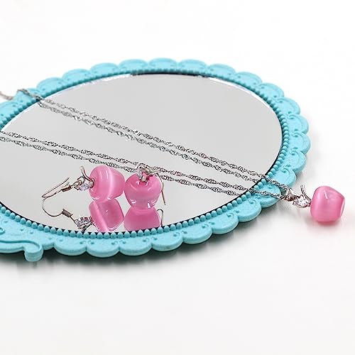 Uloveido Apple Necklace and Earrings Set for Women Cute Apple Jewelry Set for Teacher Mom YL007 - color: Pink