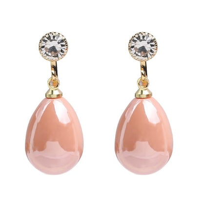 Pearl Clip on Earrings for Women - 14K Gold Silver Plated Cubic Zirconia Non Pierced Ear Clips Jewelry Gifts for Wedding Bridal Party Gifts - color: Pink-10mm