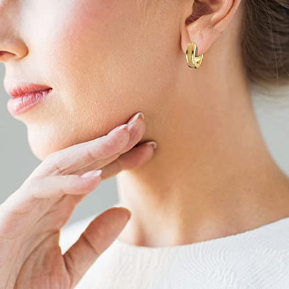 Small Huggie Hoop Earrings for Women - color: Brushed Gold