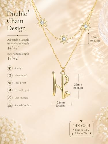 14K Gold A-Z Initial Lette Necklace Star Choker Women Necklace | Personalized Initial Jewelry, Meaningful Name Letter Gift for Women Wife Mom Friend, Perfect Present For Birthday/Anniversary - style: 14K Gold-H