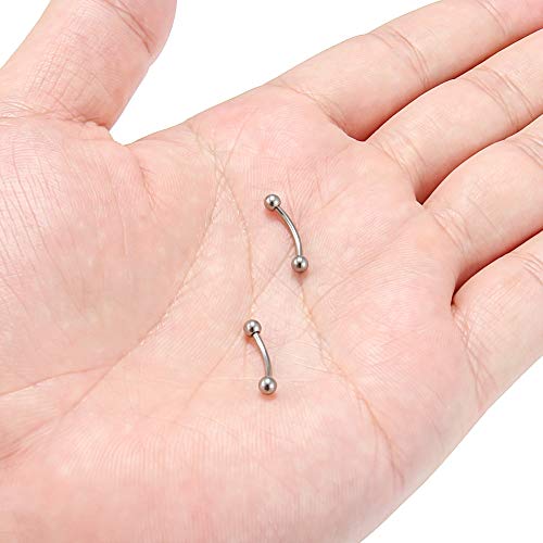 SCERRING 2-8PCS 16G G23 Titanium Curved Eyebrow Barbell Tragus Helix Ear Belly Lip Nipple Tongue Ring Body Piercing Jewelry 6-16mm - style: 2PCS - 10mm