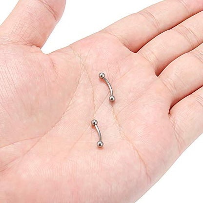 SCERRING 2-8PCS 16G G23 Titanium Curved Eyebrow Barbell Tragus Helix Ear Belly Lip Nipple Tongue Ring Body Piercing Jewelry 6-16mm - style: 2PCS - 10mm