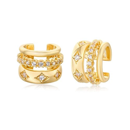 BENEIGE Ear Cuff Non Piercing 14K Gold Plated Ear Cuff Earrings for Women Clip On Cartilage Earring Jewelry for Women - style: Flat Star