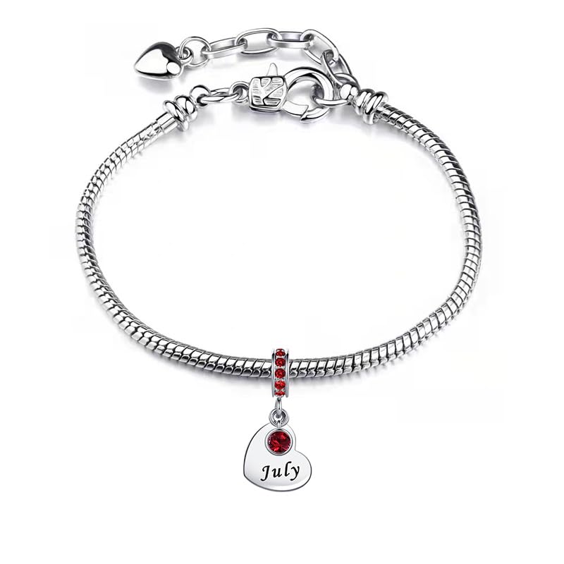 NARTGO January-December Birthstone Birthday Charm Heart Dangle Beads Jewelry Gift for Women Compatible with Pandora Bracelets & Necklaces - style: July Birthstone