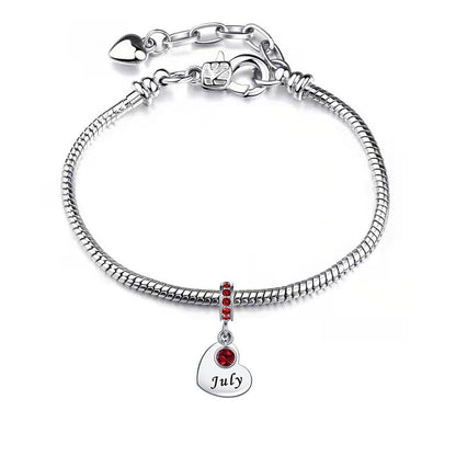 NARTGO January-December Birthstone Birthday Charm Heart Dangle Beads Jewelry Gift for Women Compatible with Pandora Bracelets & Necklaces - style: July Birthstone
