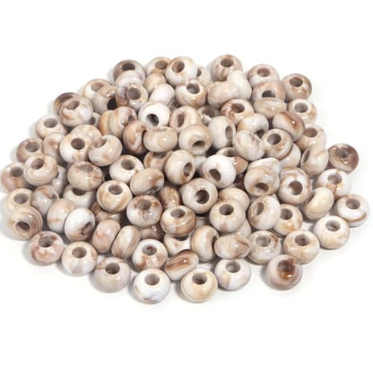 150PCS 14x8mm Khaki Acrylic European Large Hole Rondelle Spacer Beads with Storage Box, Loose Beads for Bracelet Necklace Earring Hair DIY Jewelry Making - color: Khaki