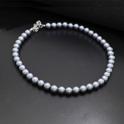 Long Simulated 10mm AAA Pearl Strand Necklace for Women Multicolor Pearl Choker Necklace 1920s Pearl Statement Necklace Costume Jewelry - color: 10mm Grey