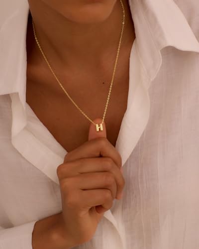 Initial Necklaces for Women Bubble Gold Silver Letter Necklace Dainty Personalized Charm Pendant Name Necklace Cute Non Tarnish Fashion Accessories Teen Gift Trendy Stuff Jewelry Gifts - color: Gold, style: H
