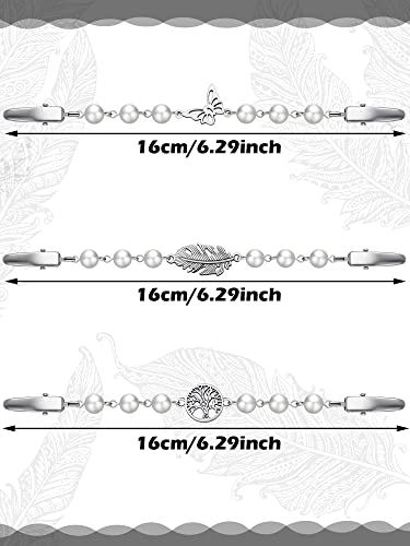 Jetec 3 Pcs Pearl Cinch Clips Sweater Dress Shirt Shawl Scarf Clips Waist Sinchers Cardigan Brooches for Women Clothing - color: silver, style: Pearl Style