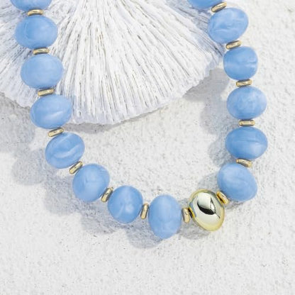 Chunky Beaded Necklace for Women Trendy Multicolor Resin Beads Choker Necklaces Boho Summer Statement Necklace Chunky Heart Jewelry - color: Irregular bead necklace-blue