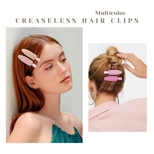 10 Pcs Creaseless No Crease No Bend Flat Hair Clips For Styling Non Slip Makeup Clips For Women Salon Hairstyle, Pink Rose Red - color: Pink Rose Red