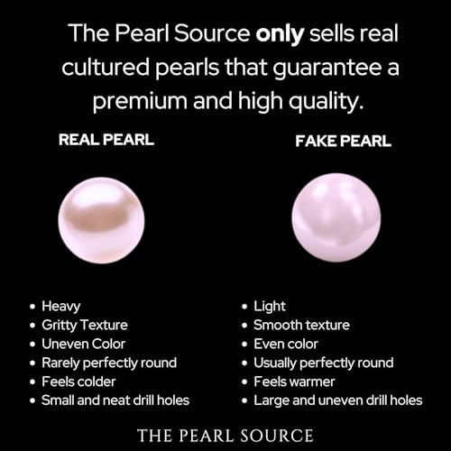 THE PEARL SOURCE Genuine White Freshwater Cultured Pearl & Cubic Zirconia Elka Earrings for Women - color: Pink Pearl