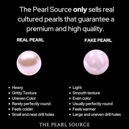THE PEARL SOURCE Genuine White Freshwater Cultured Pearl & Cubic Zirconia Elka Earrings for Women - color: Pink Pearl