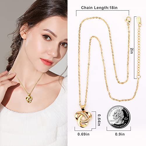 Love Knot Necklace, Sterling Silver Diamond Accent Love Knot Pendant Necklace, Forever Love Knot Infinity Necklace for Women - color: Gold