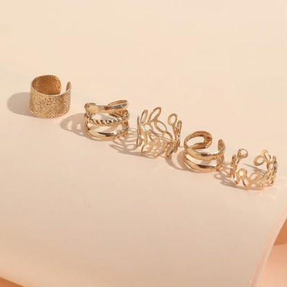 5 Pcs Gold Ear Cuffs for Women Non Piercing Ear Cuff Earrings Clip on Earring Set Huggie Hoop Earrings Cartilage Earrings Stack Jewelry for Women