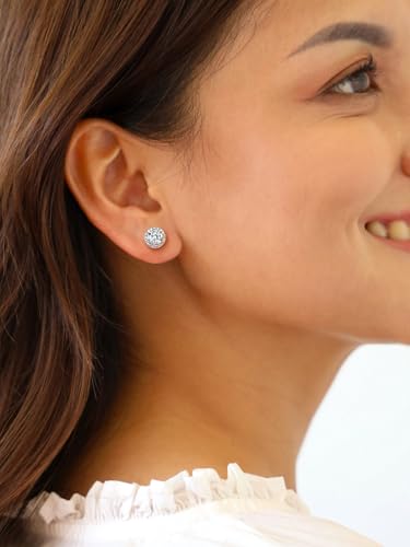 Suplight 925 Sterling Silver Birthstone Stud Earrings for Women, Round/Heart/Teardrop/Square Crystal Diamond Earrings for Women, Dainty Birthday Gifts Jewelry - color: style a-04. round-April(Clear Cubic Zirconia)