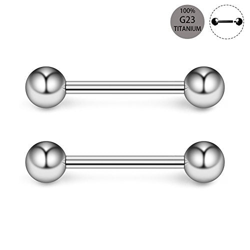 Ruifan Grade 23 Titanium Internally Threaded Nipple Piercing Jewelry Barbell Ring PA Tongue Rings Nipple Straight Body Piercing Jewelry for Women Men 16G 14G 12G 8G 6G 4G 2G - size: 14GA - 9/16" (14mm)