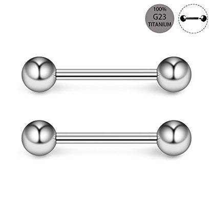 Ruifan Grade 23 Titanium Internally Threaded Nipple Piercing Jewelry Barbell Ring PA Tongue Rings Nipple Straight Body Piercing Jewelry for Women Men 16G 14G 12G 8G 6G 4G 2G - size: 14GA - 9/16" (14mm)