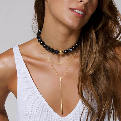 Chunky Beaded Necklace for Women, Colorful Trendy Statement Summer Jewelry Gift - color: necklace-7