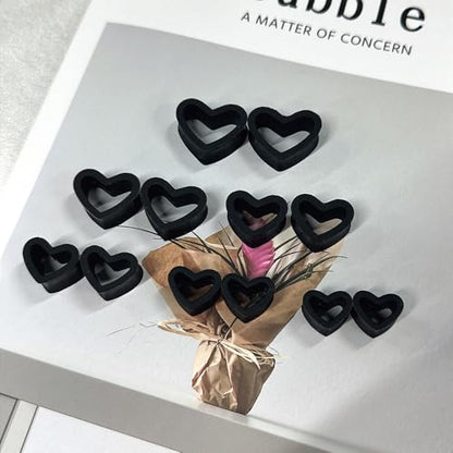 Heart Silicone Ear Tunnel Plugs Gauges Expanders Hollow Flexible Soft Tunnels Kit Stretcher Earrings Fashion Lobe Piercing Body Jewelry for Women Her 6 Pairs Set - color: Black, size: 14mm-25mm