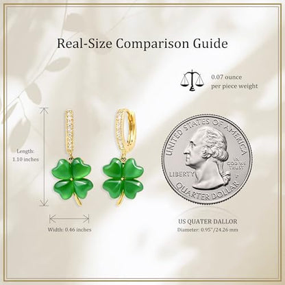 Sonateomber Christmas Tree Dangle Small Gold Hoop Earrings for Women, Cute Sparkly CZ Rhinestone Maple Clover Leaf Drop Earings Thanksgiving Holiday Accessories Fashion Jewelry Gift - color: Clover