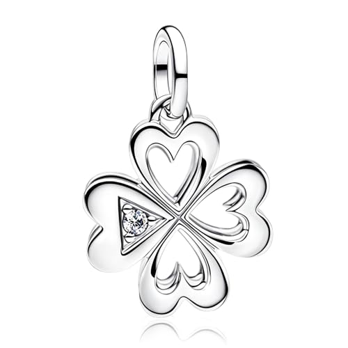 LaMenars 925 Sterling Silver Charms for Pandora Bracelets & Necklaces | Bead Charms Birthday Holiday Jewelry Gifts For Women - color: 4 Clover Leaf Dangle