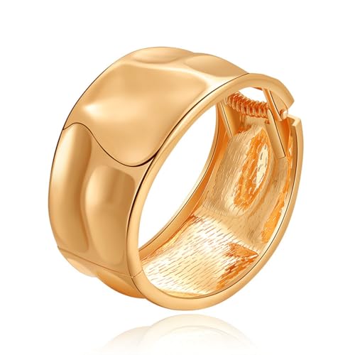 YMBYCM Gold Chunky Bangle Bracelets for Women | Trendy Wide Chunky Cuff Bracelets Wrap Bracelet Fashion Jewelry Accessories - color: Gold-1
