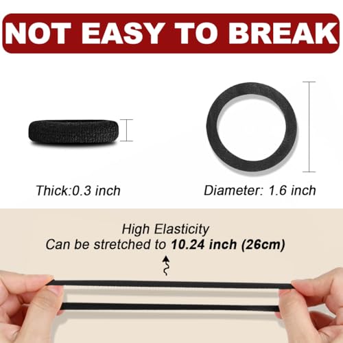 IKOCO 150PCS Black Hair Ties for Women, No Damage, Cotton Ponytail Holders | Value Pack, Seamless Elastic, No Pull/Snag/Breakage, No Crease, Durable Hold, for Thick & Curly Hair - color: Black