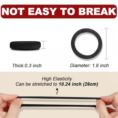 IKOCO 150PCS Black Hair Ties for Women, No Damage, Cotton Ponytail Holders | Value Pack, Seamless Elastic, No Pull/Snag/Breakage, No Crease, Durable Hold, for Thick & Curly Hair - color: Black