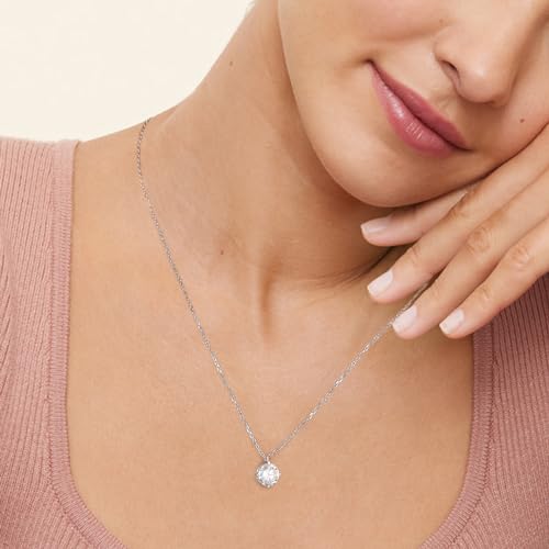 KRKC Moissanite Pendant Necklace for Women, 0.5CT/1CT/2CT/3CT/4CT Lab Created Diamond Solitaire Pendant, VVS1 Clarity D Color, Adjustable 14K White Gold Plated S925 Sterling Silver Chain, Jewelry Gift for Anniversary Valentines Christmas Day - color: Silv