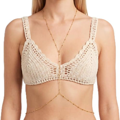 Gold Body Chain for Women | Layered Bikini Belly & Waist Chain Adjustable | Sexy Back Jewelry for Beach Vacation & Parties - color: Style 2