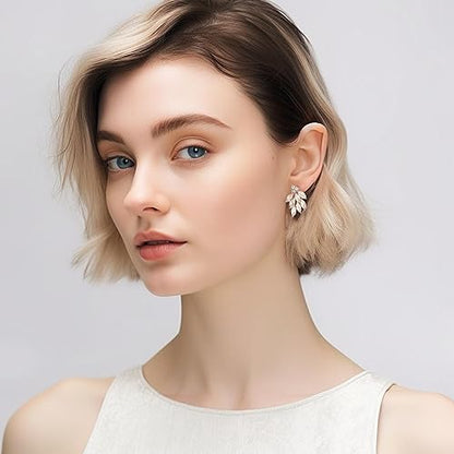 Rhinestone Stud Earrings for Women Small Dainty Crystal Cluster Drop Earrings for Girls Cute Costume Jewelry for Bridal Wedding Party Gift - color: Clear Silver