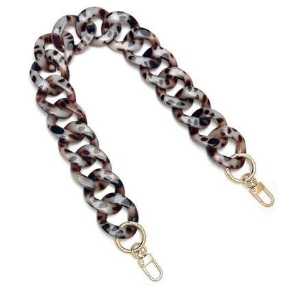 AUMEY Leopard Print Resin Chain Purse Strap, Decorative Bag Handle Replacement - color: 01- Leopard Print