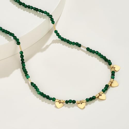 KissYan Beaded Choker Necklace for Women, Colorful Natural Gemstones Pearl Choker 14K Gold Plated Pendant Healing Crystal Necklace Handmade Stone Jewelry Gift | 14K Gold Plated Pendant Necklaces, Natural Gemstones Pearl Choker, Healing Crystal Chain, Hand