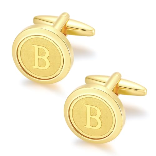 GWD Initial Cufflinks for Men Classic Cuff links Mens Letter Shirts CuffLinks Wedding Gift - color: B