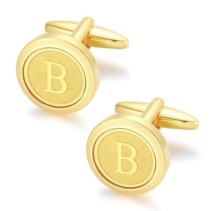 GWD Initial Cufflinks for Men Classic Cuff links Mens Letter Shirts CuffLinks Wedding Gift - color: B