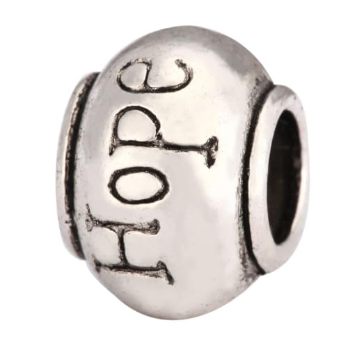 40pcs Hope Beads Large Hole Round Bead (4.5mm Hole) Antique Silver - size: Hope Round Bead