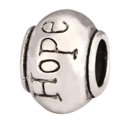 40pcs Hope Beads Large Hole Round Bead (4.5mm Hole) Antique Silver - size: Hope Round Bead