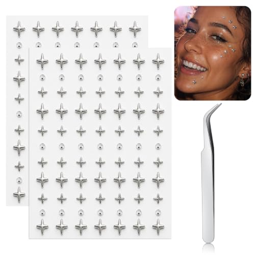 Fake Eyebrow Ring Fake Lip Labret Studs Replacement Balls Spike with 100pcs Sticker Non-Piercing Body Jewelry Fake Skin Piercing - color: Style A