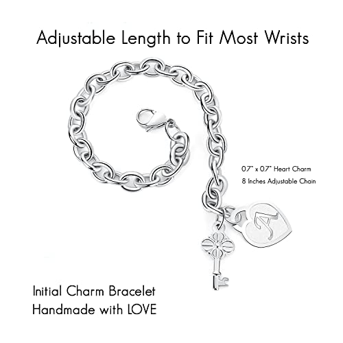 TONY & SANDY Initial Charm Bracelets for Girls Women Stainless Steel A-Z Bracelet Personalized Gifts Birthday Graduation Easter Basket Stocking Stuffers for Teens Girls Women Jewelry - style: 1 - A