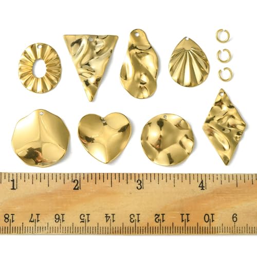 8-64Pcs Silver Goldern Color Heart Pendants Charms 10 Styles Heart Stainless Steel Metal Charms for Jewelry Making Crafting Necklaces Bracelets Earrings Keychains Birthday Gift - color: Golden Mixed Shapes6A- 16 pcs