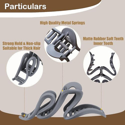 Extra Large Hair Claw Clips for Thick Hair, Big Non-Slip Claw Clips for Women, 5 Pack 5.1" Jelly & Matte Hair Clips for Long Hair (Infinity 5pcs 5.1") - color: Infinity 5pcs 5.1"