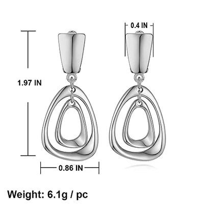 Matte Gold Silver Large Clip On Earrings for Women Statement Earrings - color: Clip b